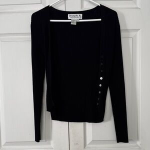 Joseph A Women's Black Ribbed Cardigan Sz XS
